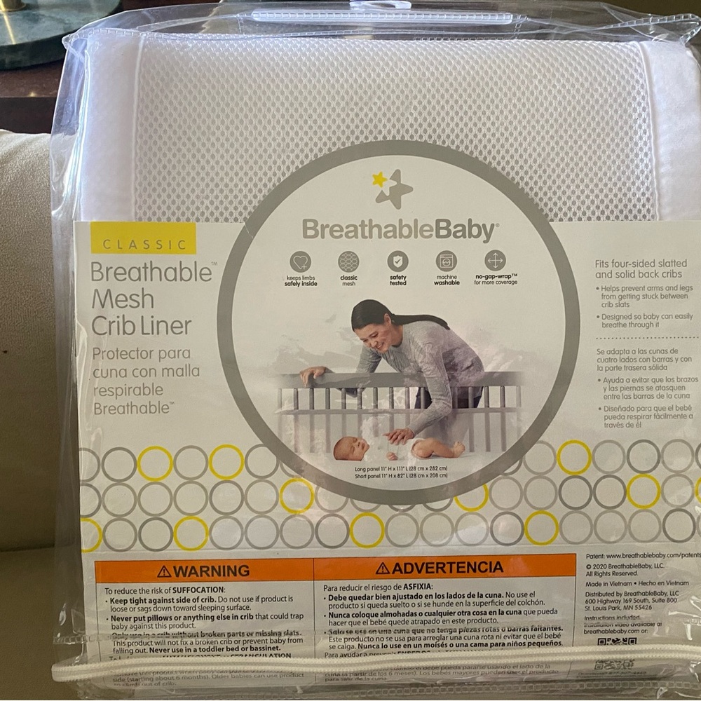 2 White Mesh Crib Liners - BreathableMesh - Picture 2 of 5